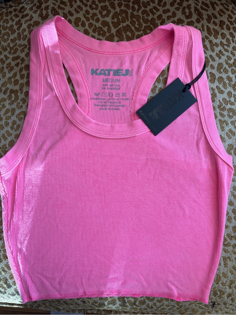 Katie J NYC Bright Pink Ribbed Racerback Tank - Picture 5 of 7